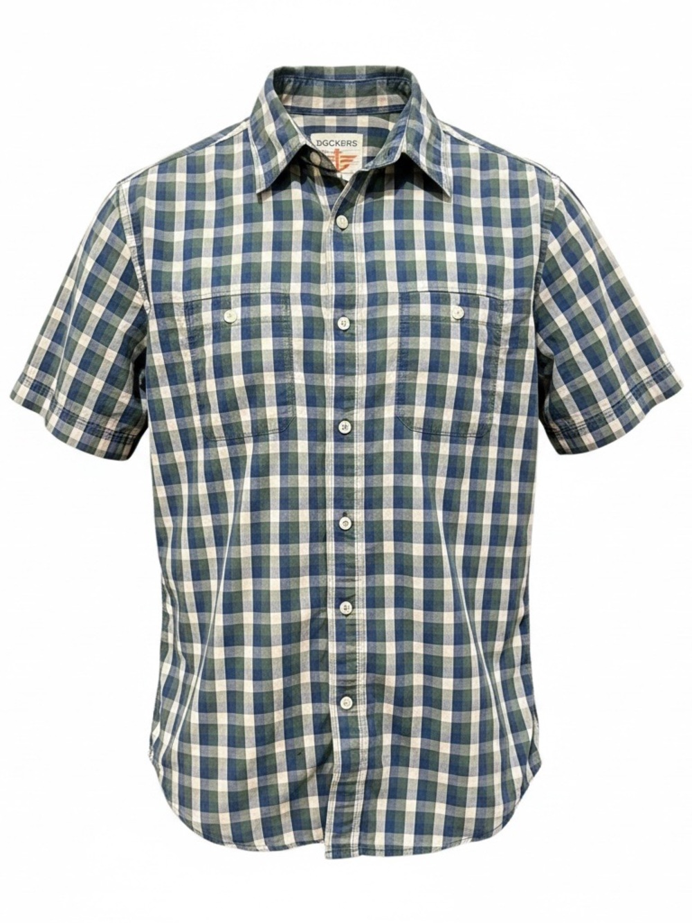Dockers Short Sleeve Plaid Button-Down Shirt - Blue, Green, White size‎ medium